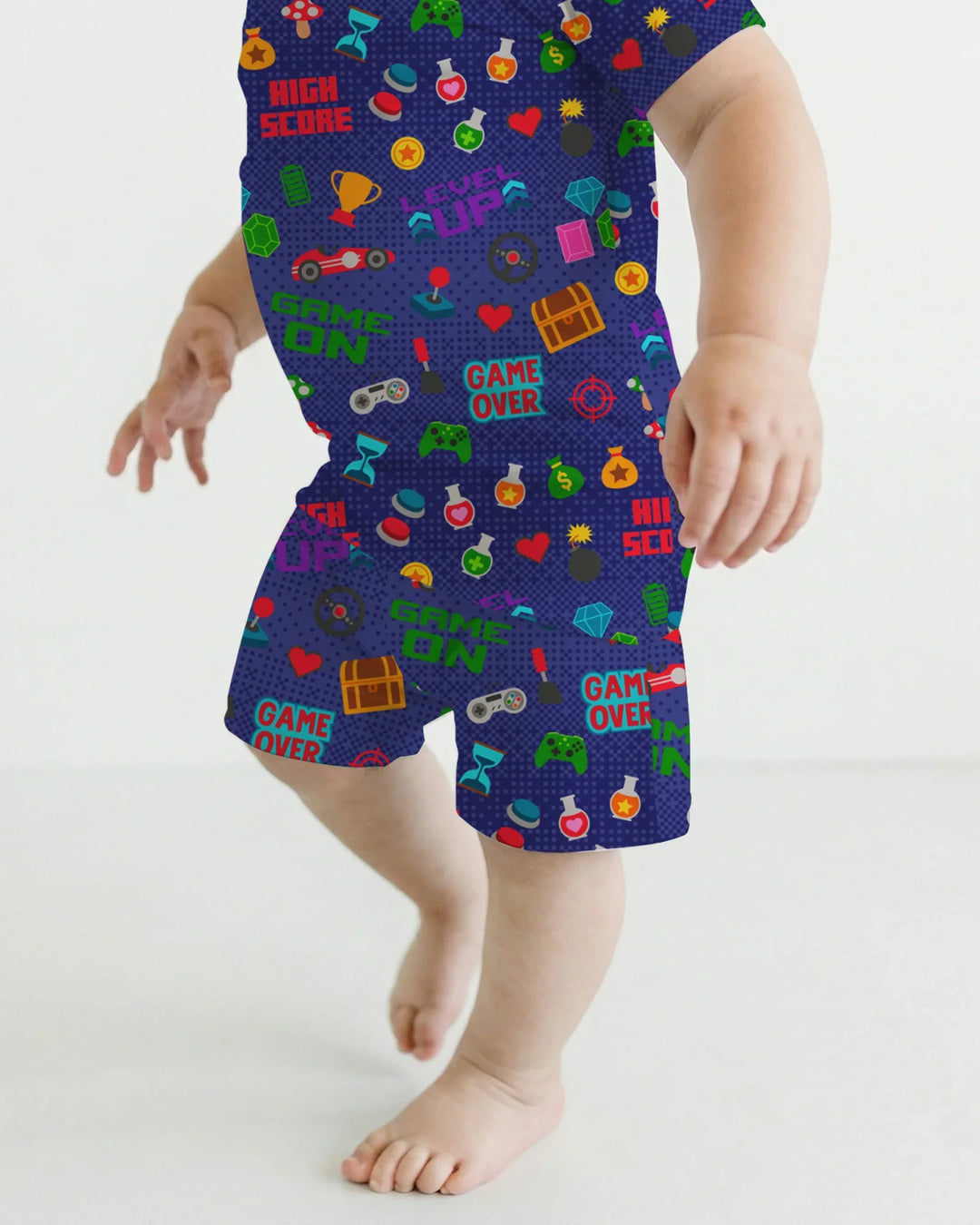Gamer Mode On Family Matching Bamboo Two Piece Short Sleeve Shorts Pajama Set