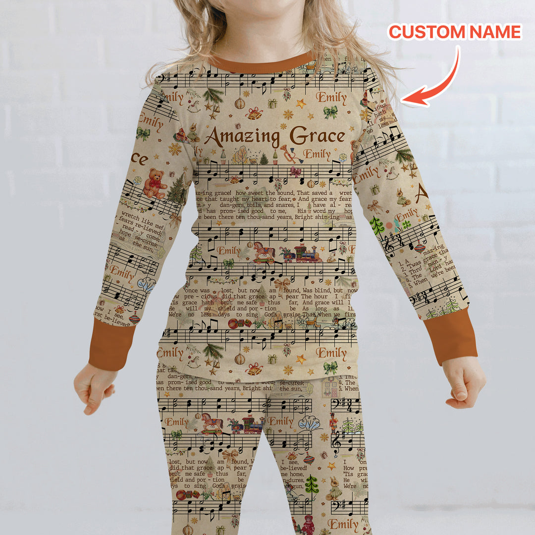 Amazing Grace Custom Name Two Piece Long Sleeve Pajama Set