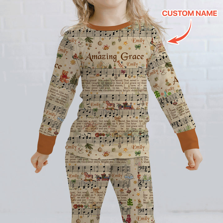 Amazing Grace Custom Name Two Piece Long Sleeve Pajama Set