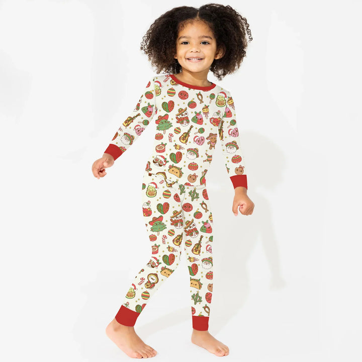 La Fiesta de Navidad Two Piece Long Sleeve Pajama Set