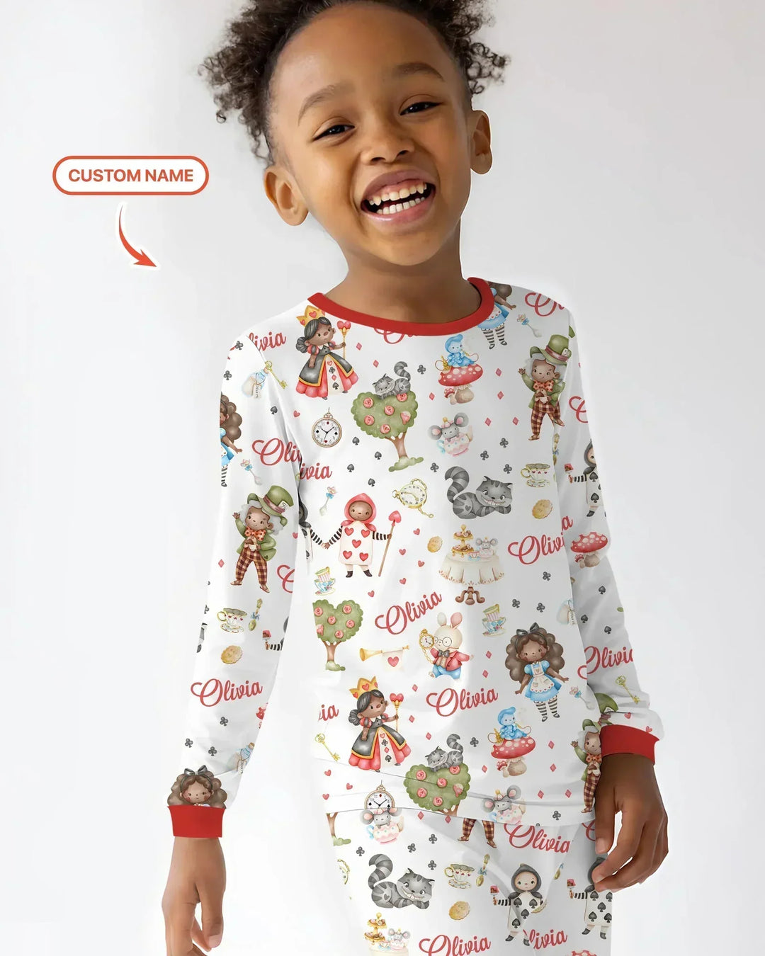 Whimsical Wonderland Tea Party Custom Name Two Piece Long Sleeve Pajama Set