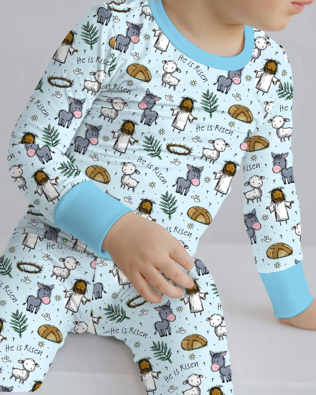 He Is Risen Easter Family Matching Two Piece Long Sleeve Pajama Set