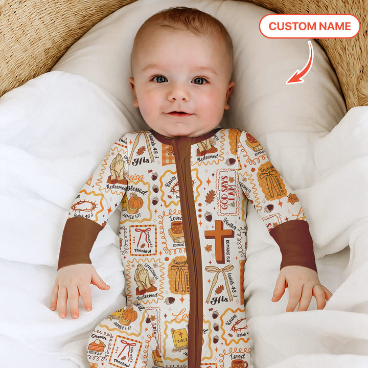 Custom Name I Am Thankful For Jesus Convertible Zippy , Custom Name I Am Thankful For Jesus Convertible Zippy - 0-3M