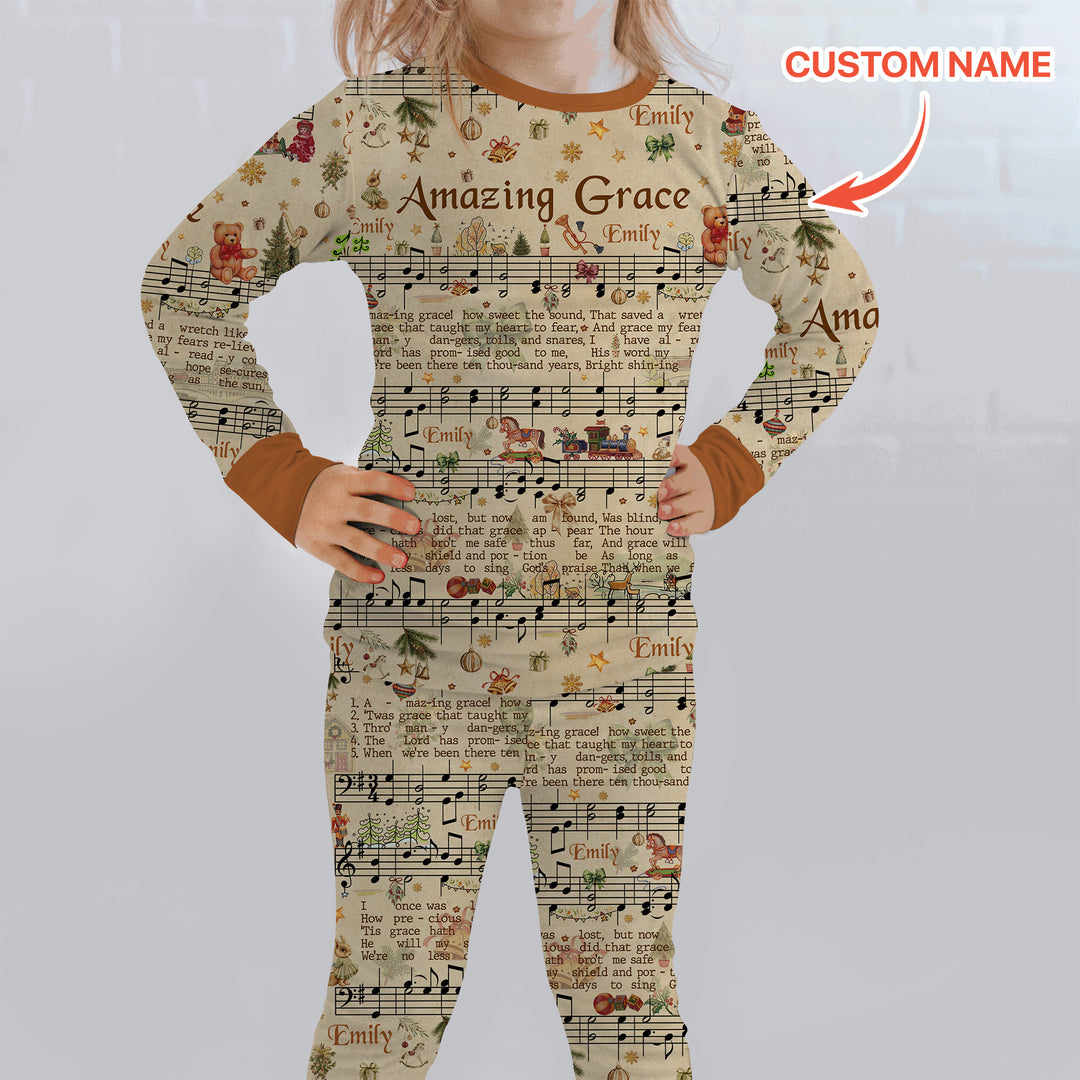 Amazing Grace Custom Name Two Piece Long Sleeve Pajama Set