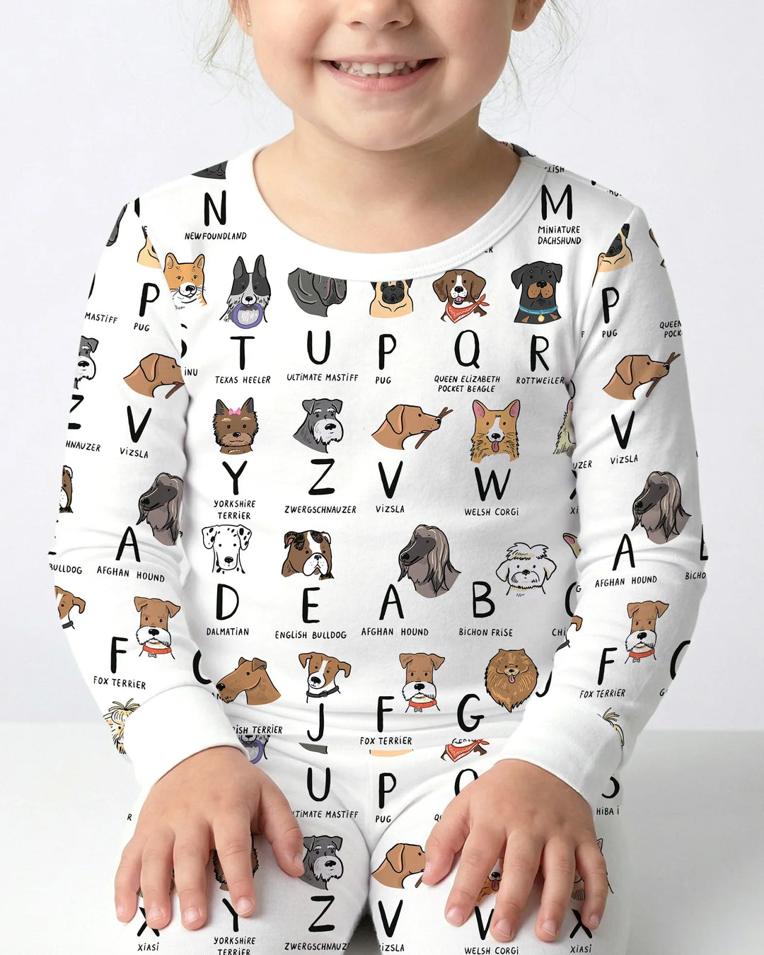 Funny Dogs Alphabet Two Piece Long Sleeve Pajama Set