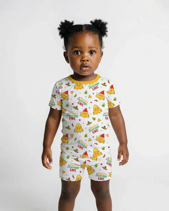 Lil Nacho Average Kid Bamboo Two Piece Short Sleeve Shorts Pajama Set