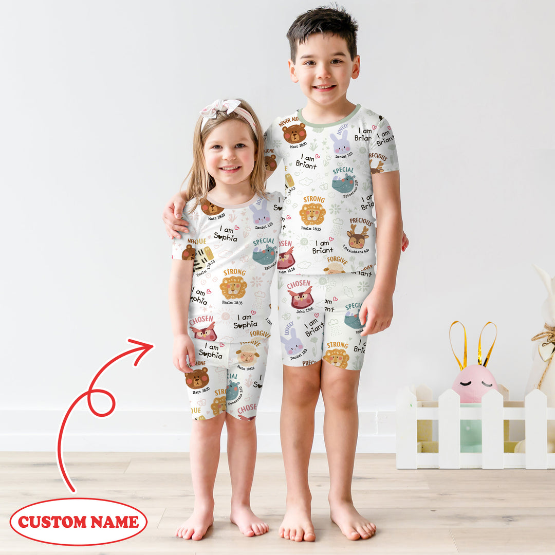 God’s Little Zoo Custom Name Two Piece Short Sleeve Shorts Pajama Set