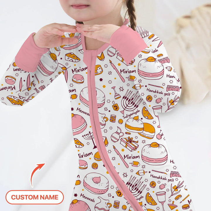 Happy Hanukkah Doodles Custom Name Family Matching Convertible Zippy
