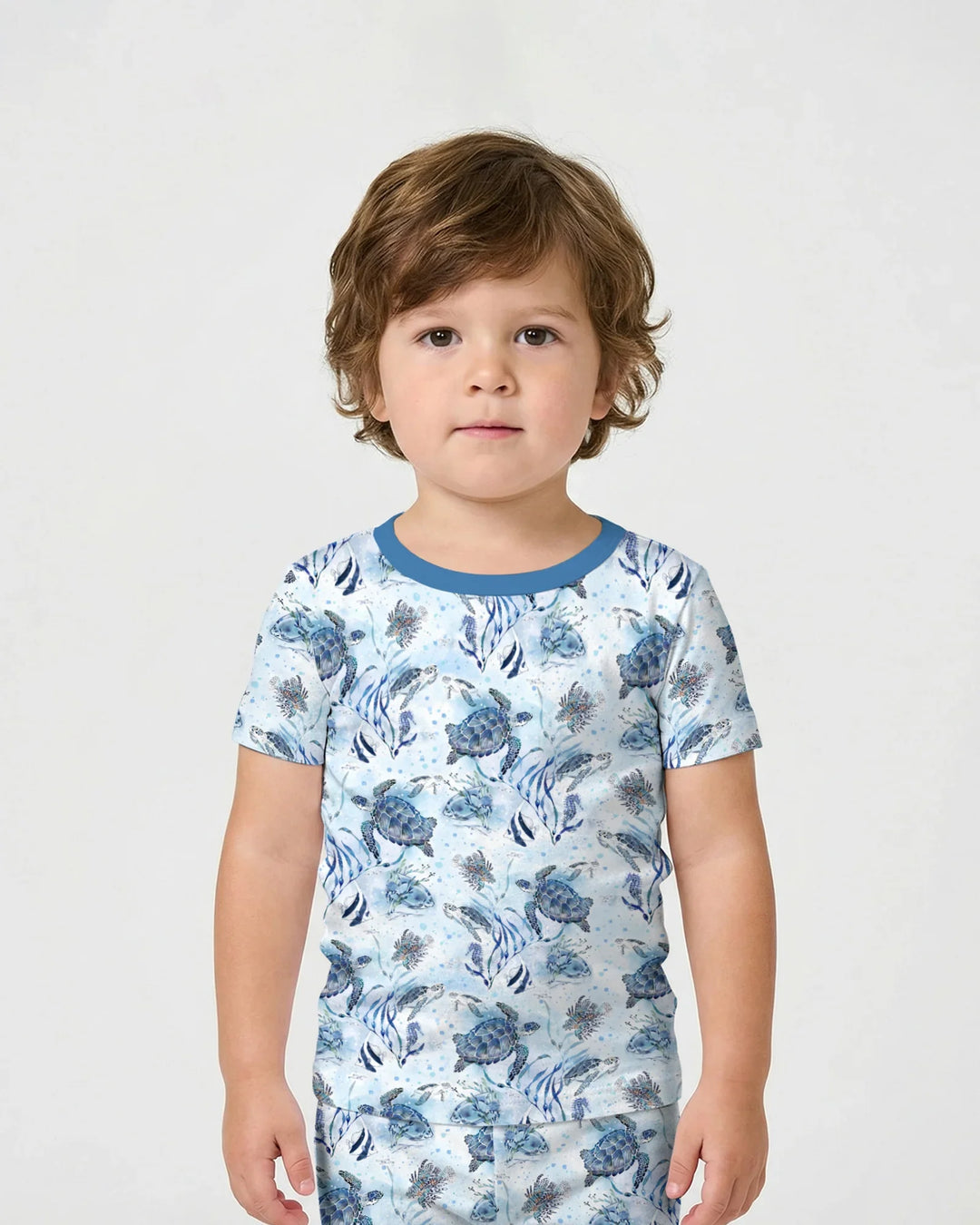 Little Turtles Family Matching Bamboo Two Piece Short Sleeve Pajama Set