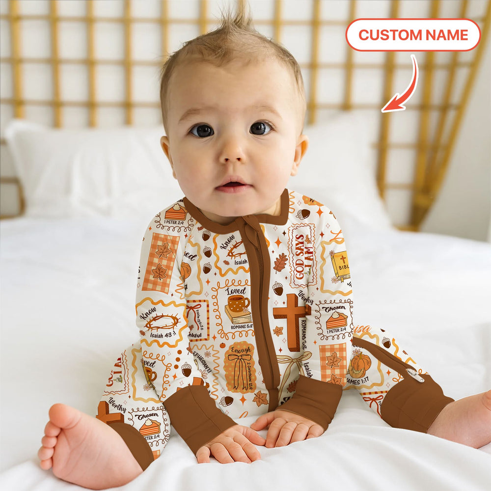 Custom Name I Am Thankful For Jesus Convertible Zippy , Custom Name I Am Thankful For Jesus Convertible Zippy - 0-3M