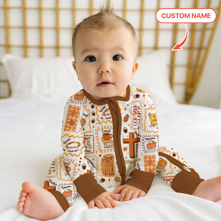 Custom Name I Am Thankful For Jesus Convertible Zippy , Custom Name I Am Thankful For Jesus Convertible Zippy - 0-3M