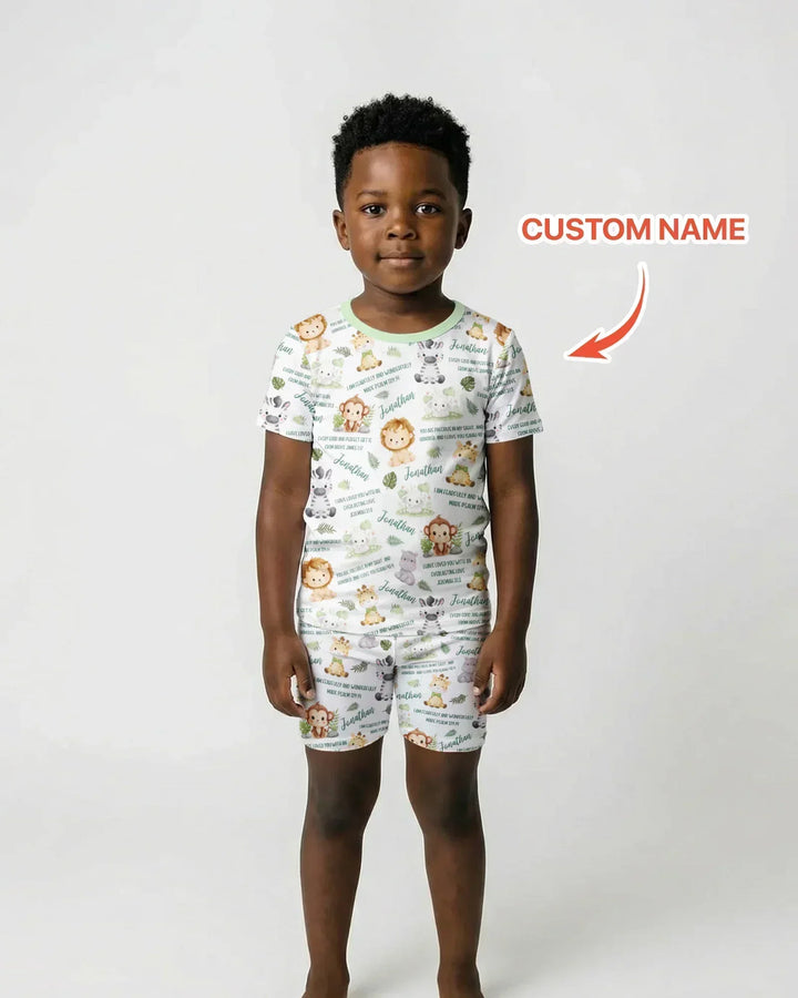 Zweiteiliges Pyjama-Set mit kurzen Ärmeln und Shorts im Sommer-Design