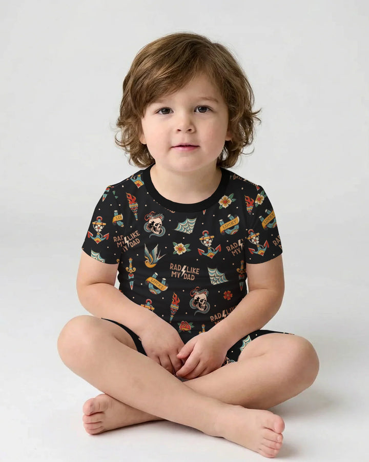 Conjunto de pijama de dos piezas de bambú a juego de manga corta y pantalón corto Rad Dad Society para padre e hijo