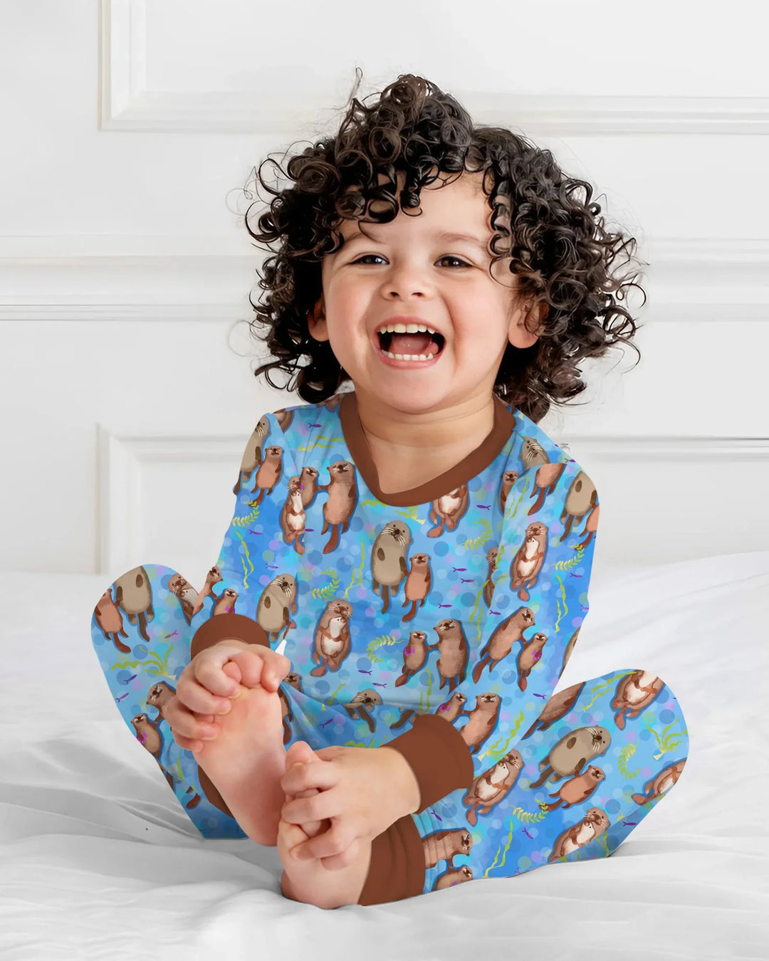 Conjunto de pijama de dos piezas de bambú con mangas largas Otterly Together