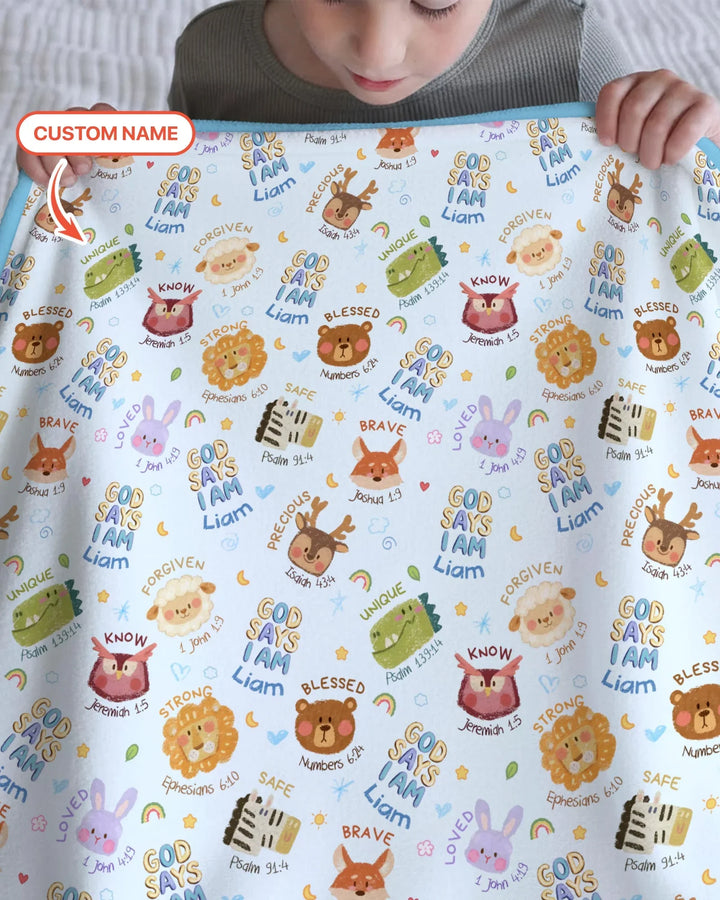 God Says I Am — Little Flock Custom Name Blanket
