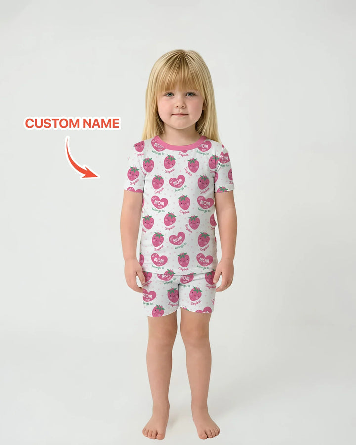 Custom Name Best Mom Ever Belongs to Bamboo Two Piece Short Sleeve Shorts Pajama Set