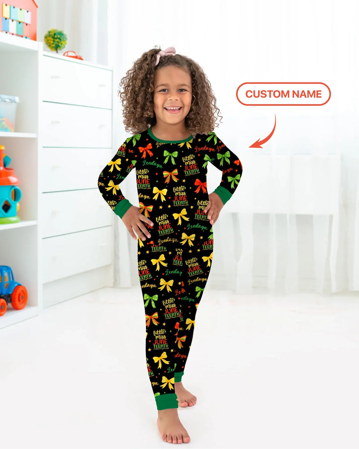 Little Miss Juneteenth Bamboo Two Piece Short Sleeve Pajama Set