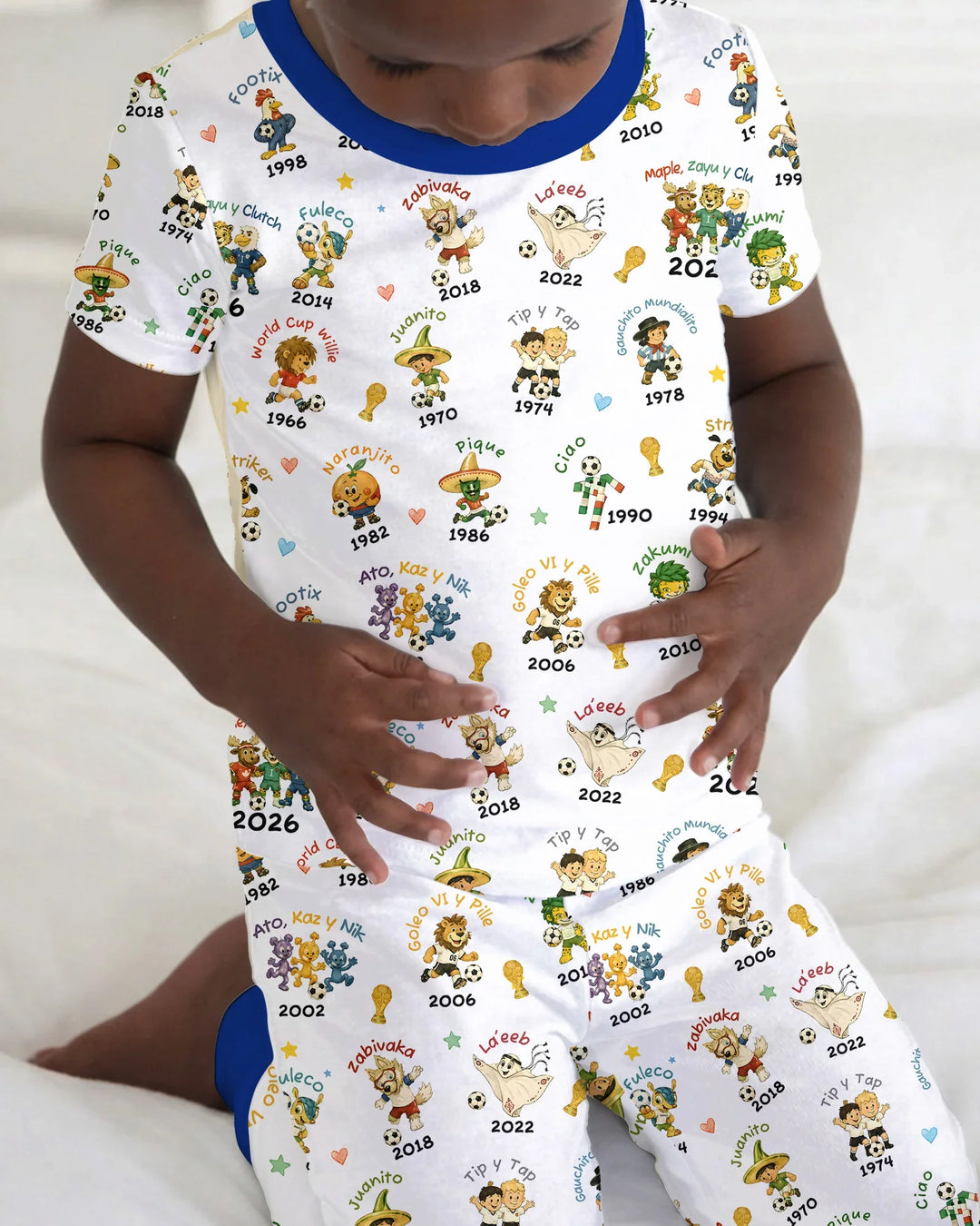 Soccer cup Mascots Bamboo Two Piece Short Sleeve Pajama Set