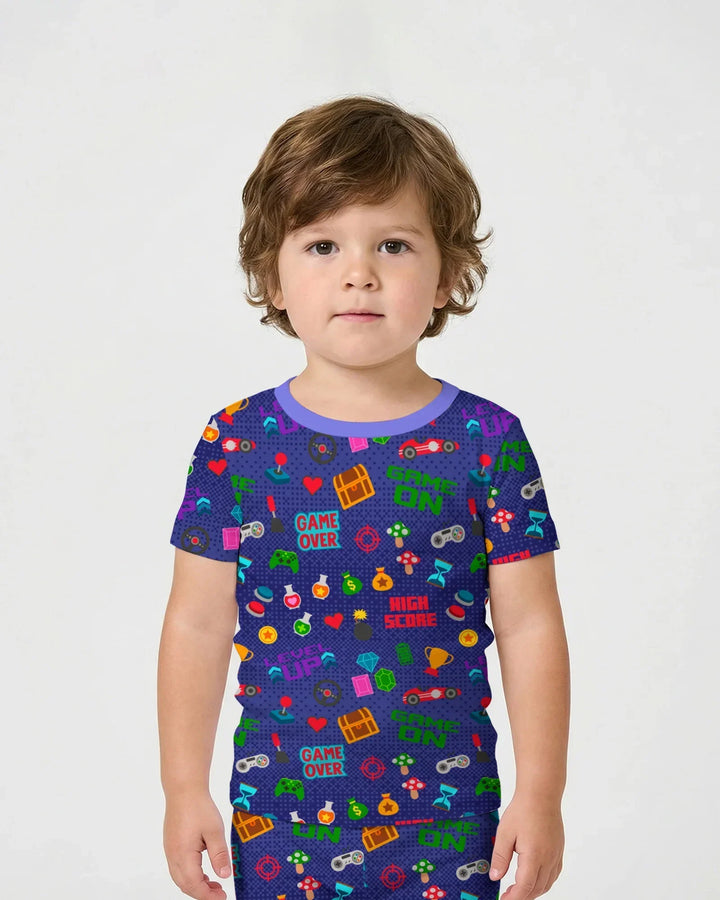 Gamer Mode On Family Matching Bamboo Two Piece Short Sleeve Shorts Pajama Set