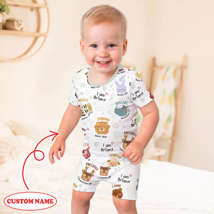 God’s Little Zoo Custom Name Two Piece Short Sleeve Shorts Pajama Set