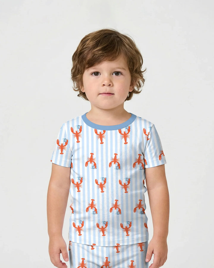 Zweiteiliges Pyjama-Set mit kurzen Ärmeln und Shorts im Sommer-Design
