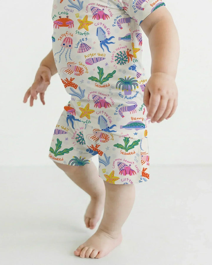 Tide Pool Pals Bamboo Two Piece Short Sleeve Shorts Pajama Set