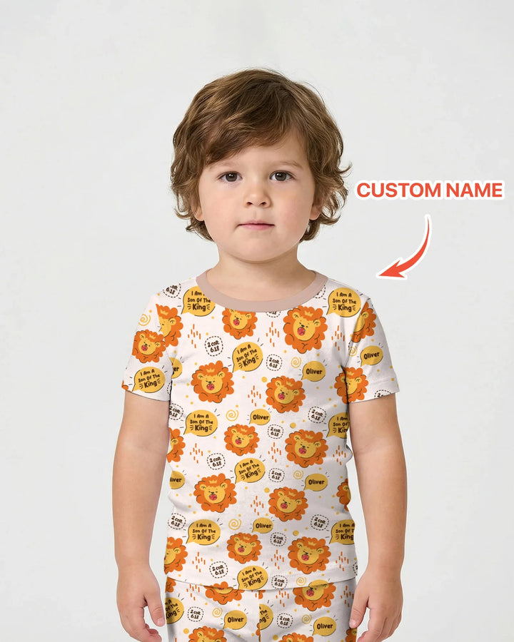 I Am A Son Of The King Custom Name Two Piece Short Sleeve Shorts Pajama Set