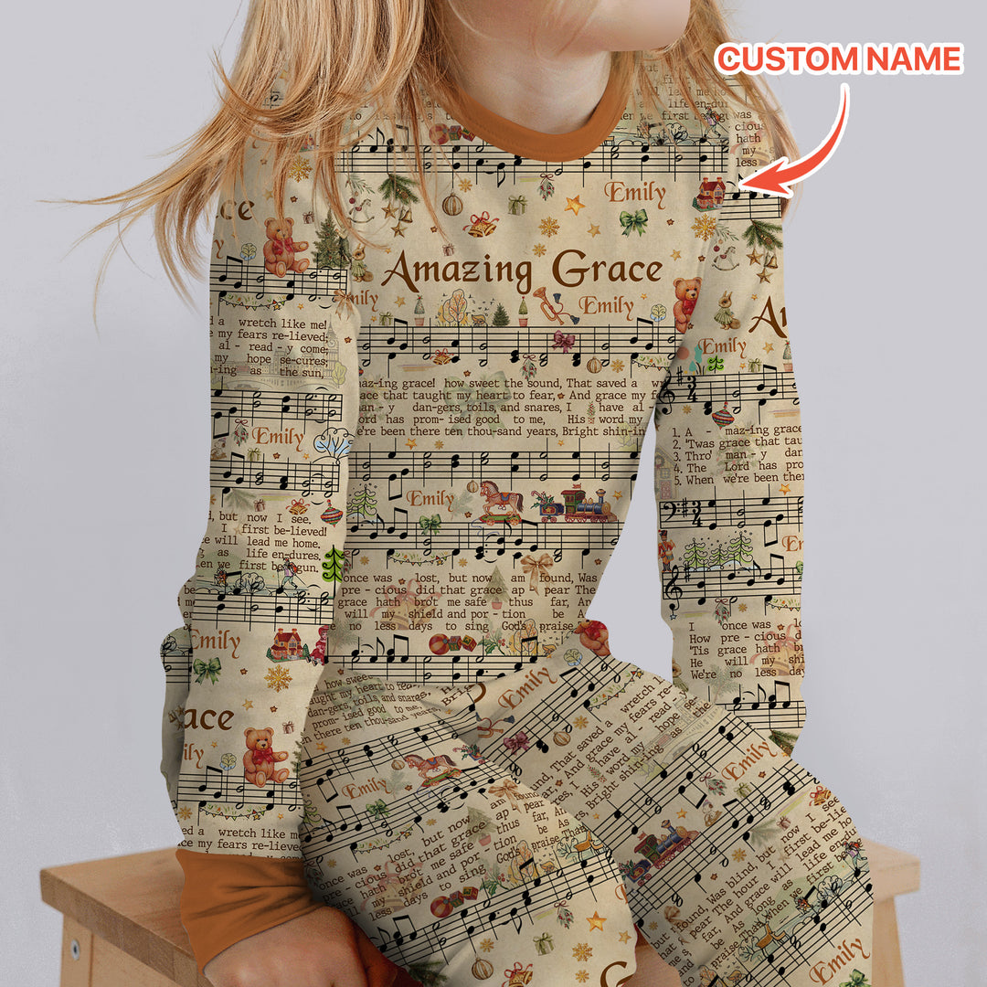 Amazing Grace Custom Name Two Piece Long Sleeve Pajama Set