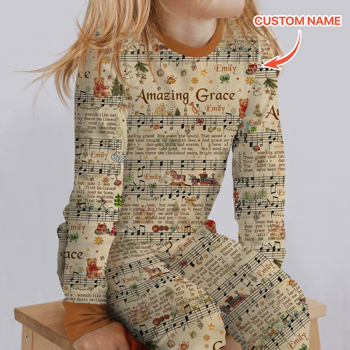 Amazing Grace Custom Name Two Piece Long Sleeve Pajama Set