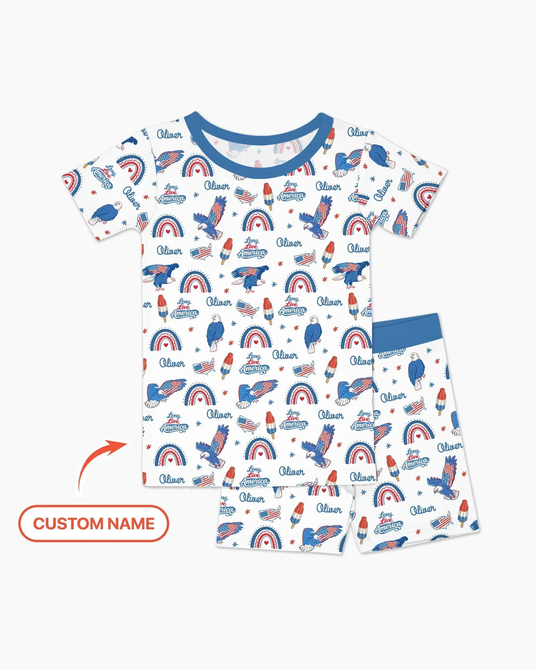 Zweiteiliges Pyjama-Set mit kurzen Ärmeln und Shorts im Sommer-Design