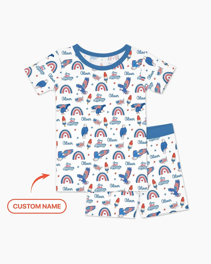 Zweiteiliges Pyjama-Set mit kurzen Ärmeln und Shorts im Sommer-Design