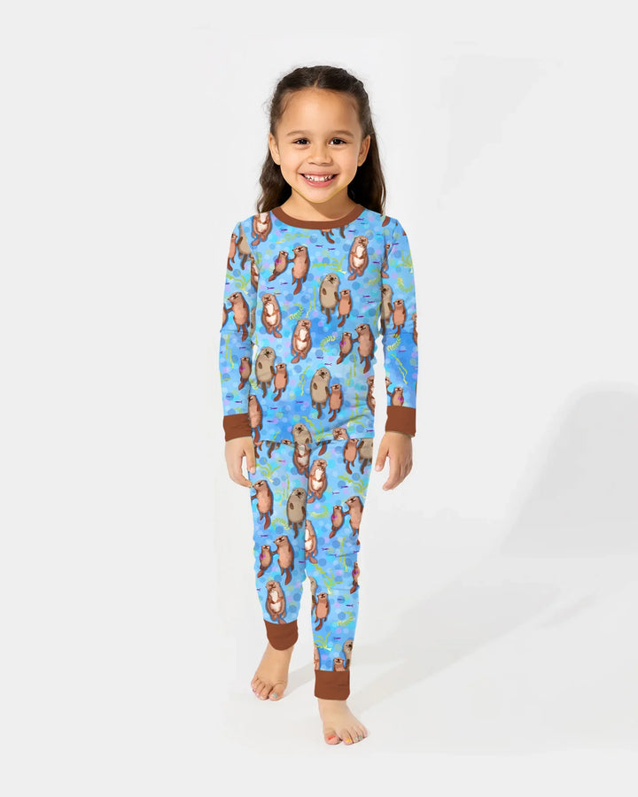 Conjunto de pijama de dos piezas de bambú con mangas largas Otterly Together