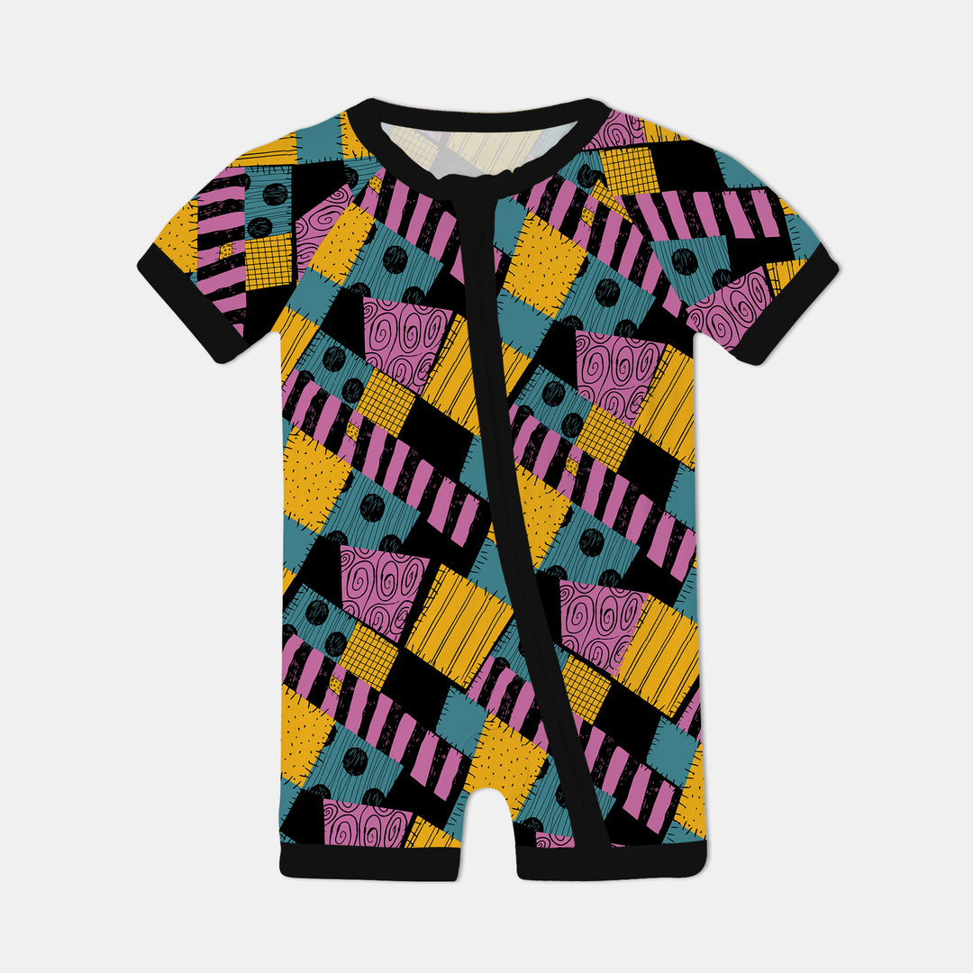 Halloween Patchwork Cartoon Shorty Zippy