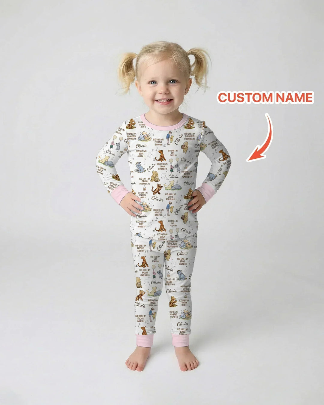 Custom Name God Says I Am Classic Bear Bamboo Two Piece Long Sleeve Pajama Set