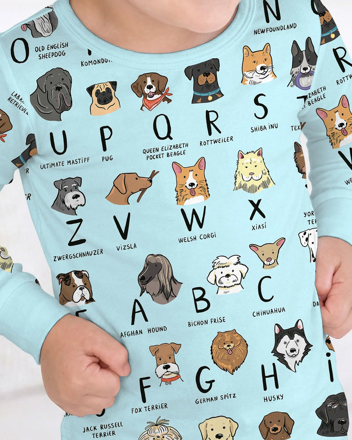 Funny Dogs Alphabet Two Piece Long Sleeve Pajama Set