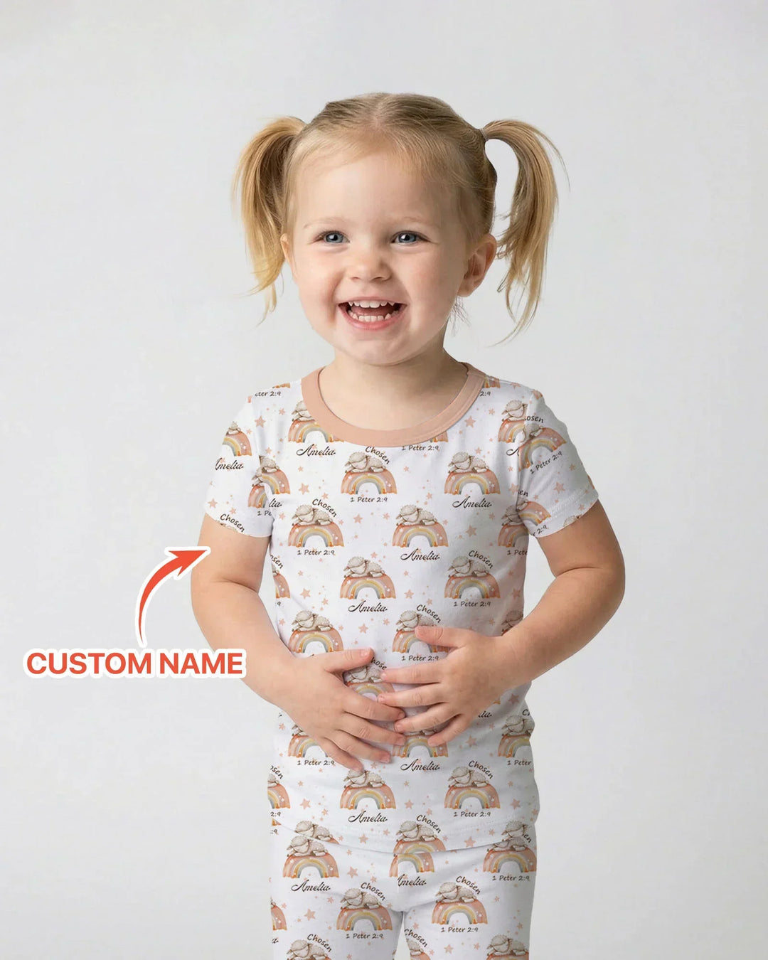 Chosen As His Own Custom Name Bamboo Two Piece Short Sleeve Pajama Set
