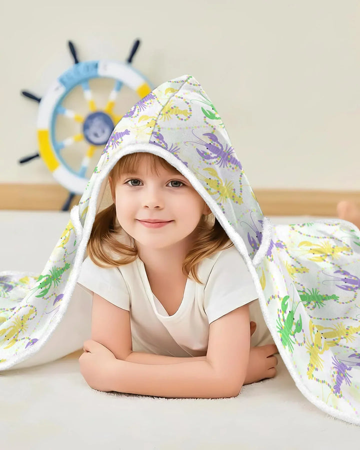 Mardi Gras Crawfish Family Matching Wearable Bamboo Blanket Hoodie