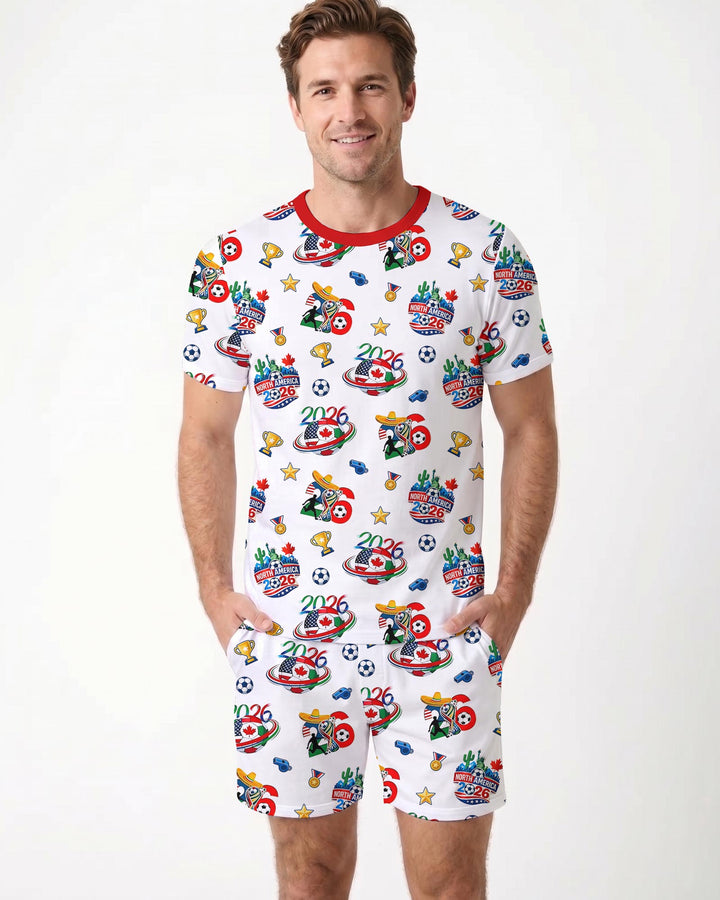 World Soccer North America 2026 Family Matching Bamboo Men Short Sleeve Short Pajama Set