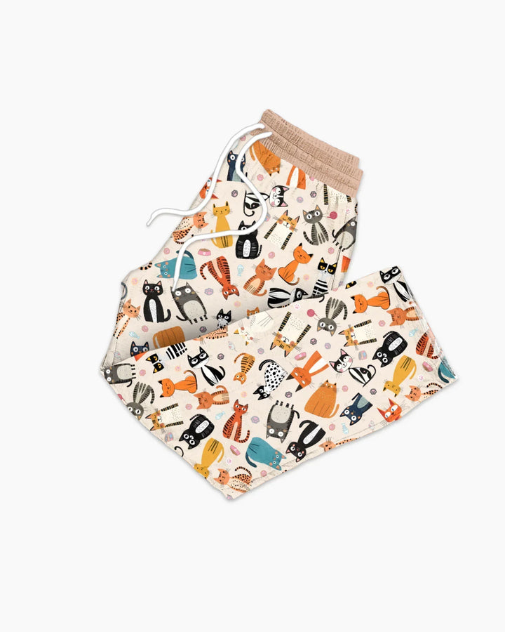 Pijama familiar de bambú para hombre a juego de la familia de gatos Goofy Mischief