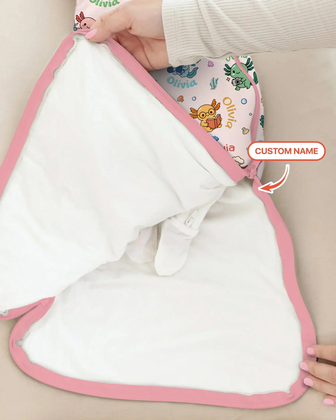 Custom Name Cute Hobby Axolotl Sleep Bag