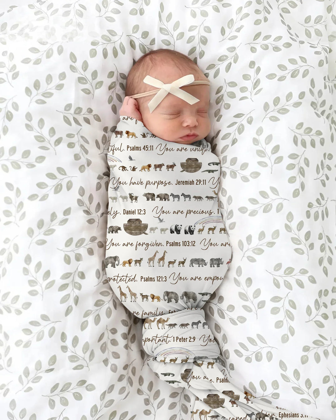 Biblical Noah's Ark swaddle blanket