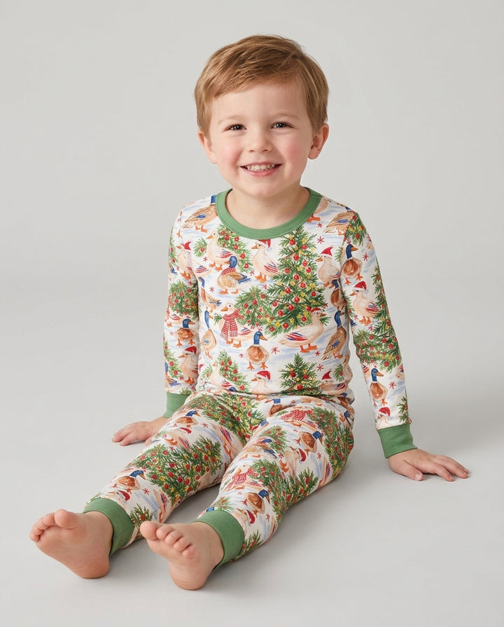 Christmas and Duck Bamboo Two Piece Long Sleeve Pajama Set