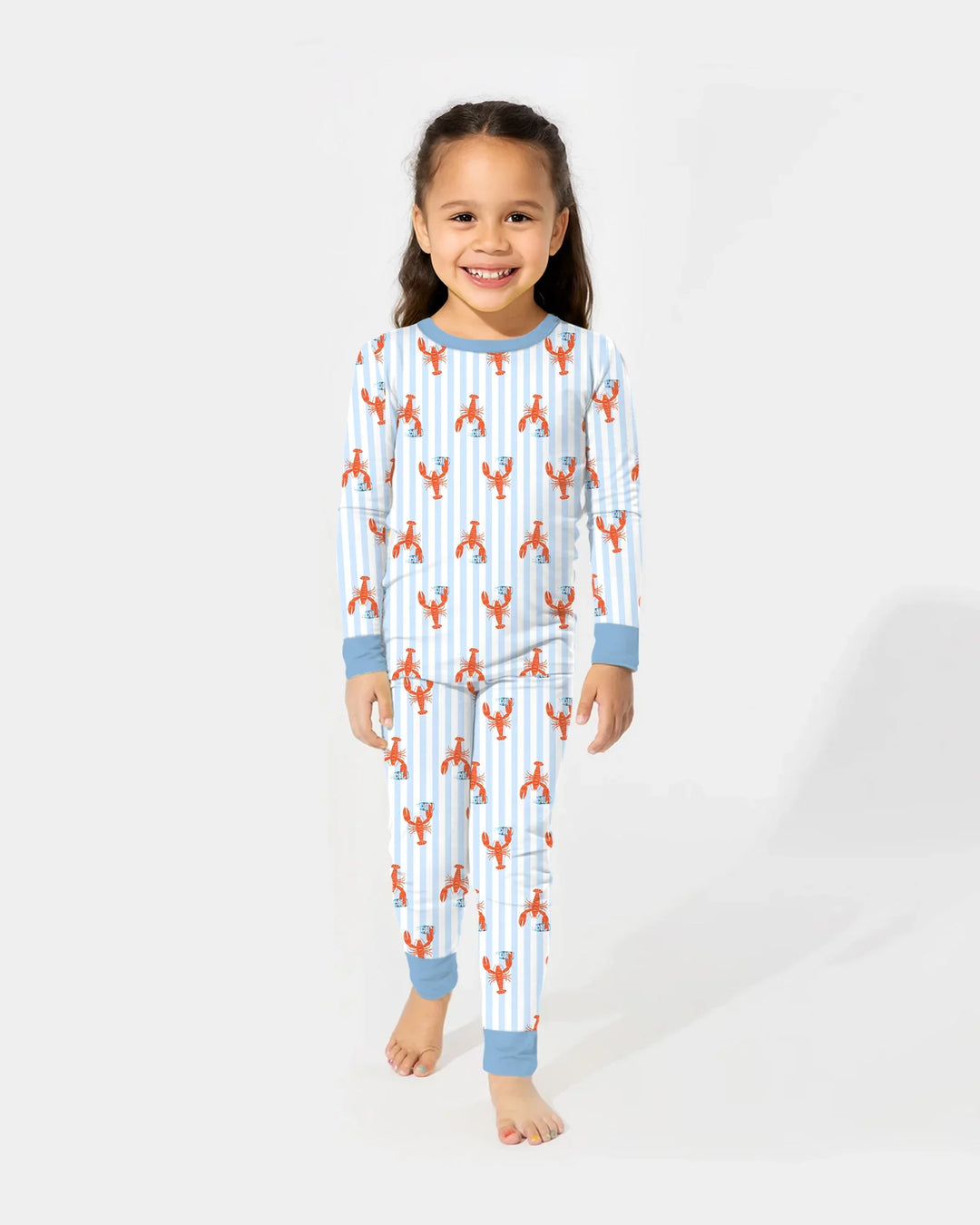 Conjunto de pijama de dos piezas de bambú de manga larga con nombre personalizado, diseño de cerveza y cangrejo de río