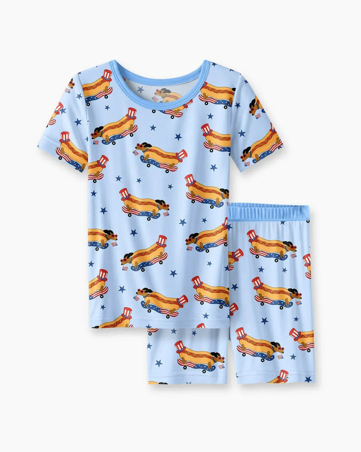 Conjunto de Pijama de Dos Piezas de Bambú con Mangas Cortas y Pantalones Cortos