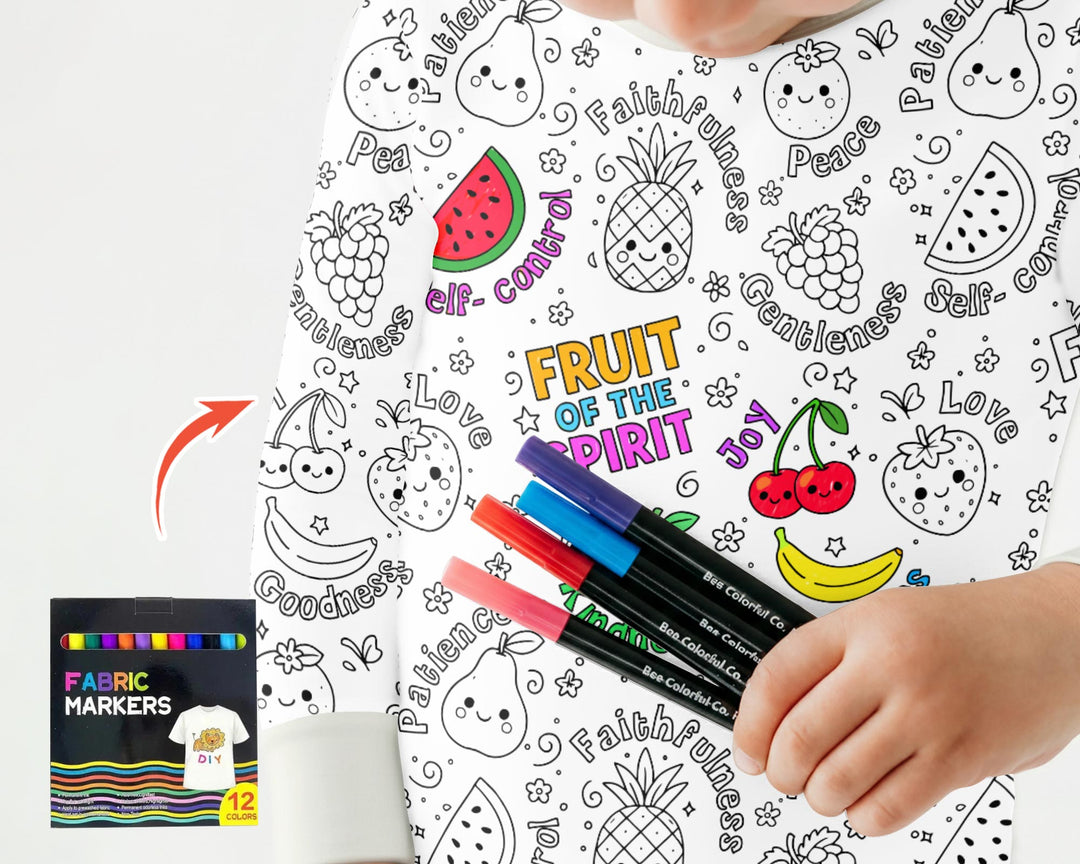 All Colorable Fruit of the Spirit Two Piece Long Sleeve Pajama Set