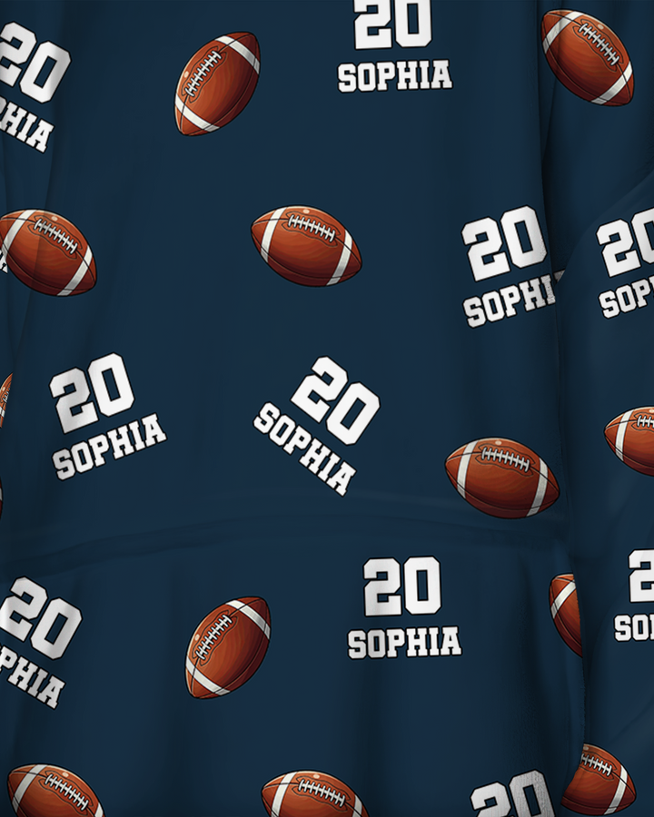 Football Pattern Personalized Blanket Hoodie