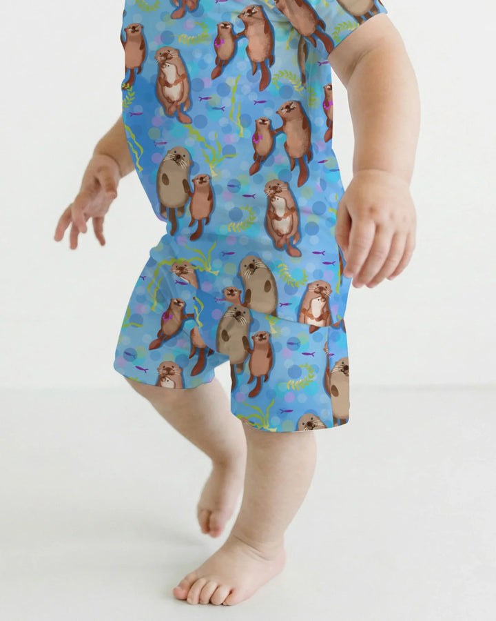 Pijama de dos piezas de bambú Otterly Together de manga corta y pantalón corto