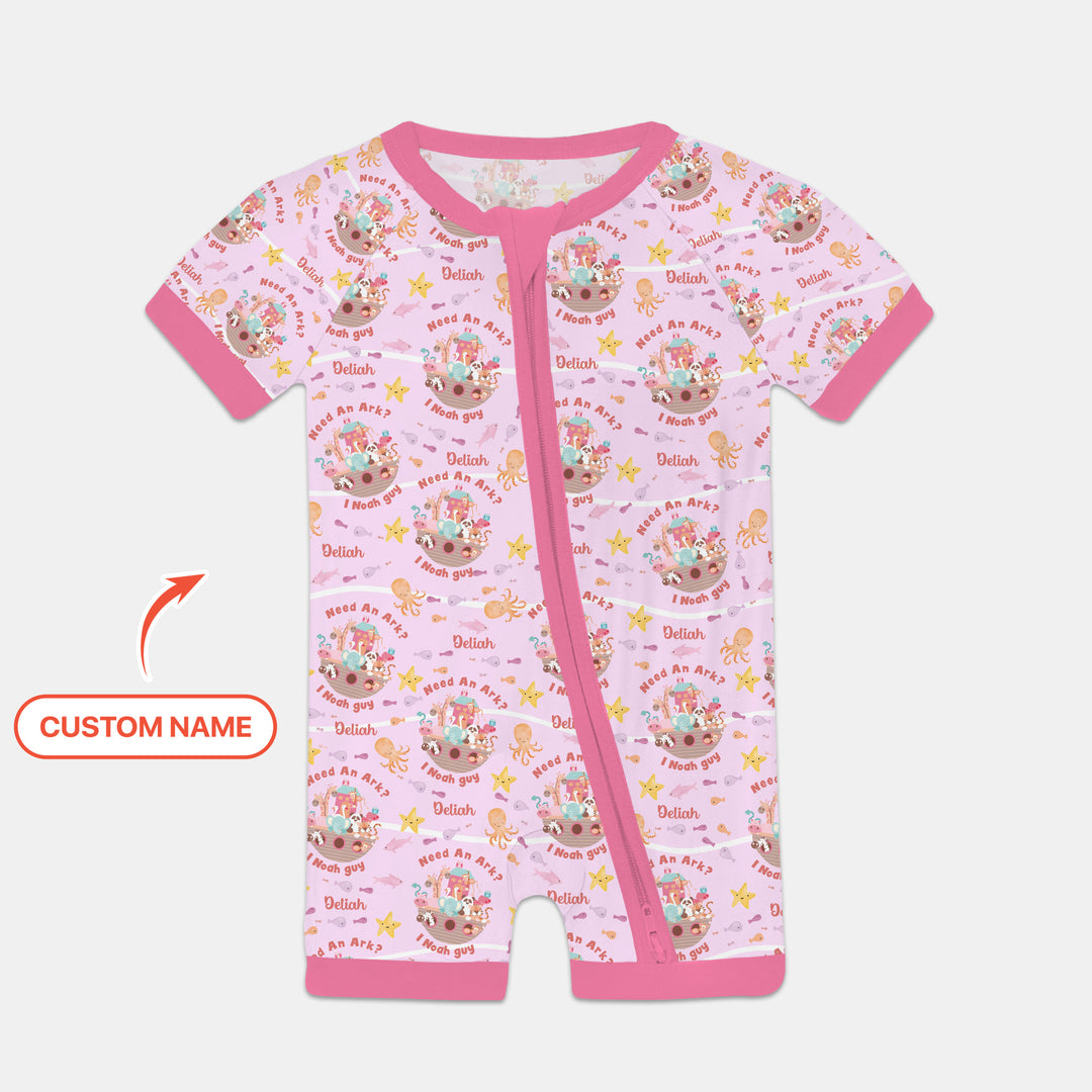 Noah’s Ark Custom Name Girl Shorty Zippy