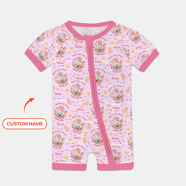 Noah’s Ark Custom Name Girl Shorty Zippy