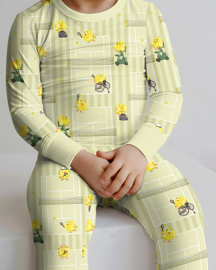 Tennis Bamboo Two Piece Long Sleeve Pajama Set